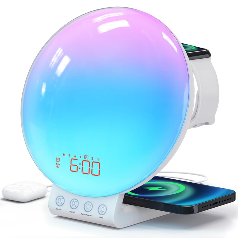 Luminária Abajur Inteligente Rgb Gamer Base De Indução Simulação do Nascer Do Sol