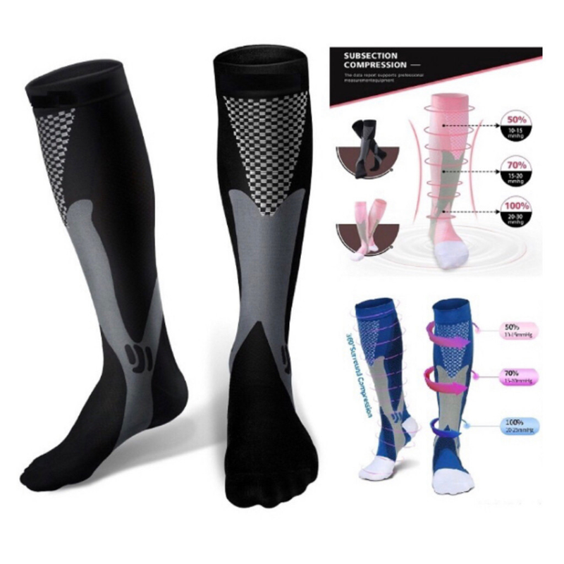kit 3 Pares Meiaos De Compressão Correndo Esportivas De Ciclismo Joelho De Alta Varizes Alívio Da Dor Plantar AntiFadiga